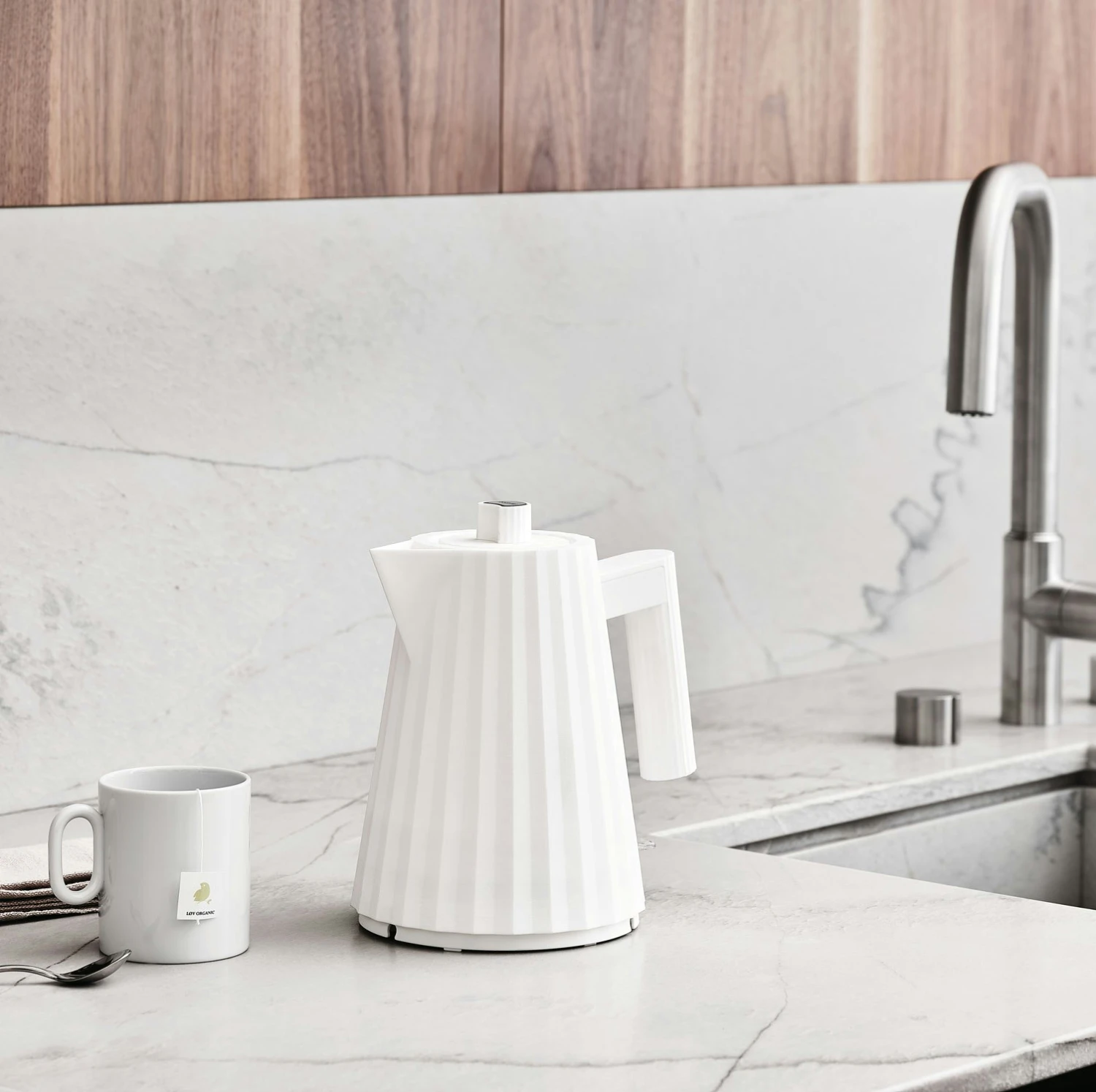 Alessi Plissé Kedel 1 L, Hvid 5 Alessi Plissé Kedel 1 L, Hvid - Billede 5