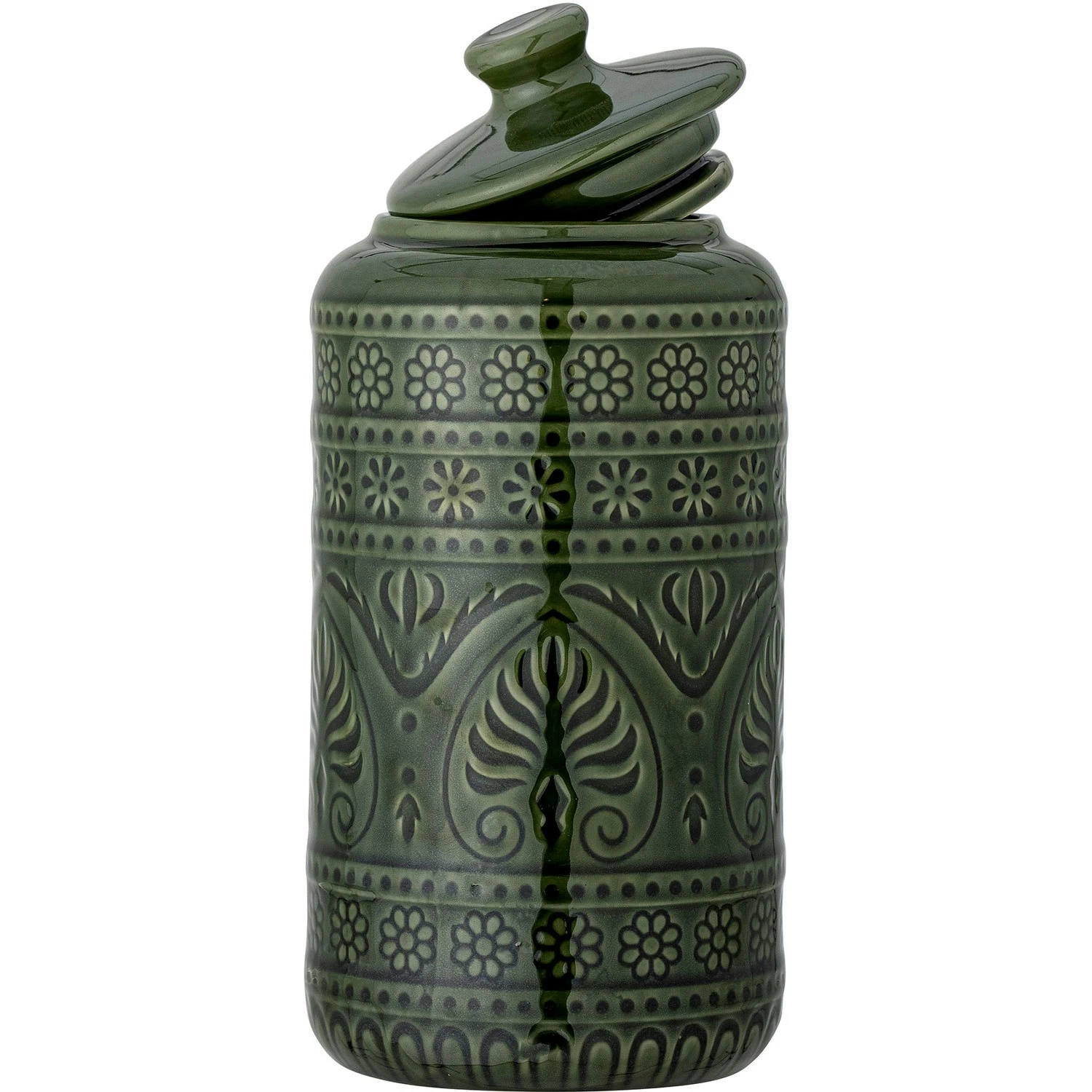 Bloomingville Rani Krukke Med Låg 25x12 Cm, Grøn 2 Bloomingville Rani Krukke Med Låg 25x12 Cm, Grøn - Billede 2