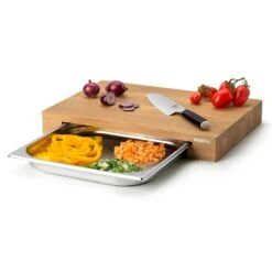 Continenta Skærebræt Med Blikplade, 39x27x6 Cm -Køkkenudstyr Butik continenta cutting board oak w pullout box small 39x27x6cm 4