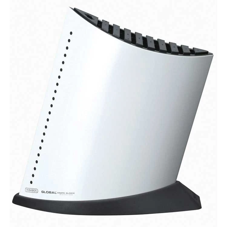 Global Knivblok Til 9 Knive + Strygestål, 27cm, Hvid 1 Global Knivblok Til 9 Knive + Strygestål, 27cm, Hvid