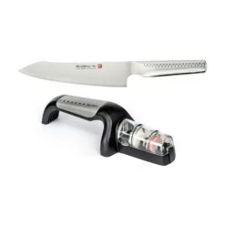 Global Ni Oriental Chef Knife + Knife Sharpener