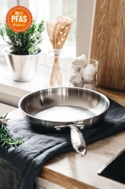 Heirol Steely Classic Stegepande 24 Cm -Køkkenudstyr Butik heirol steely frying pan 24 cm in stainless steel 2