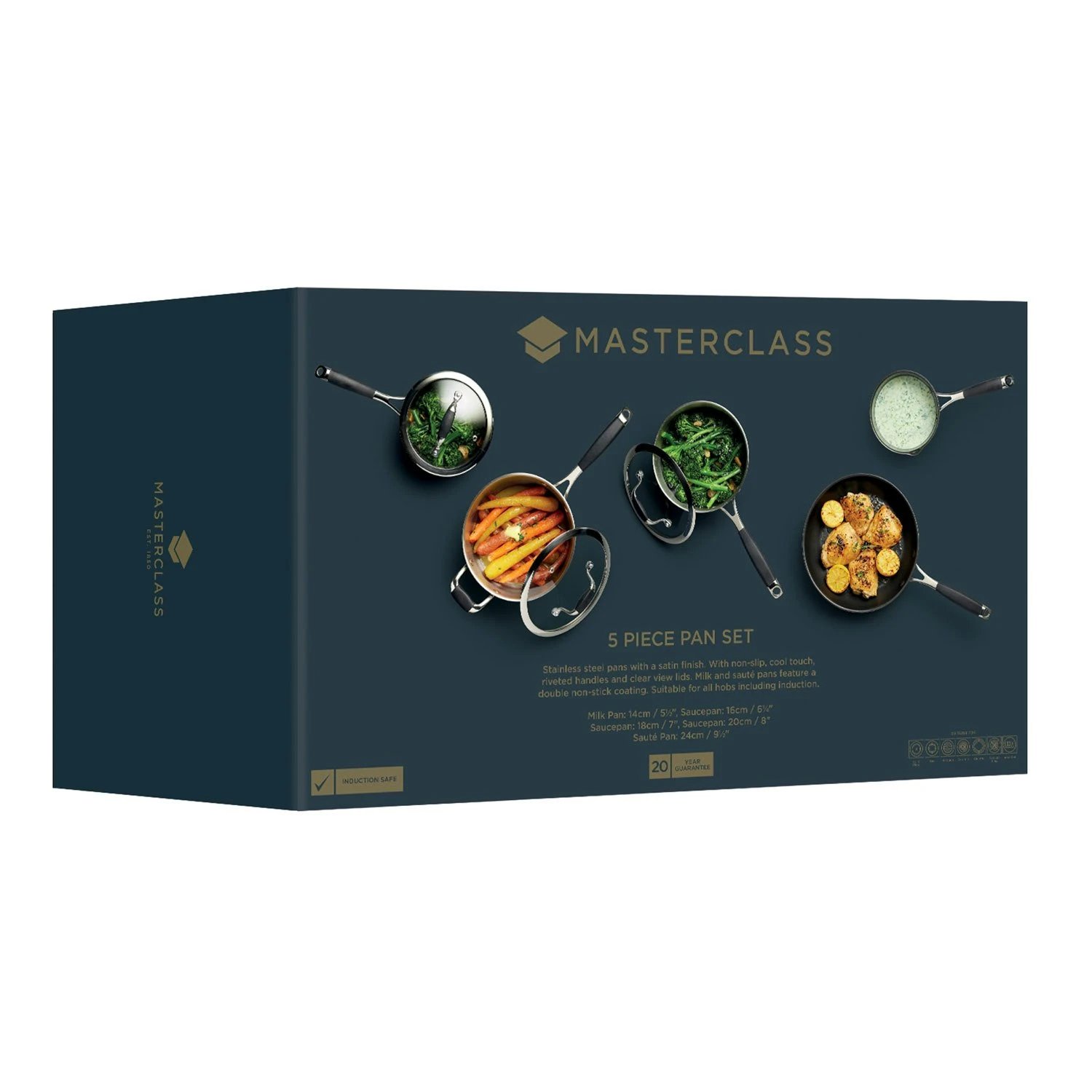 Kitchen Craft Master Class Deluxe Grydesæt, 5 Dele 2 Kitchen Craft Master Class Deluxe Grydesæt, 5 Dele - Billede 2