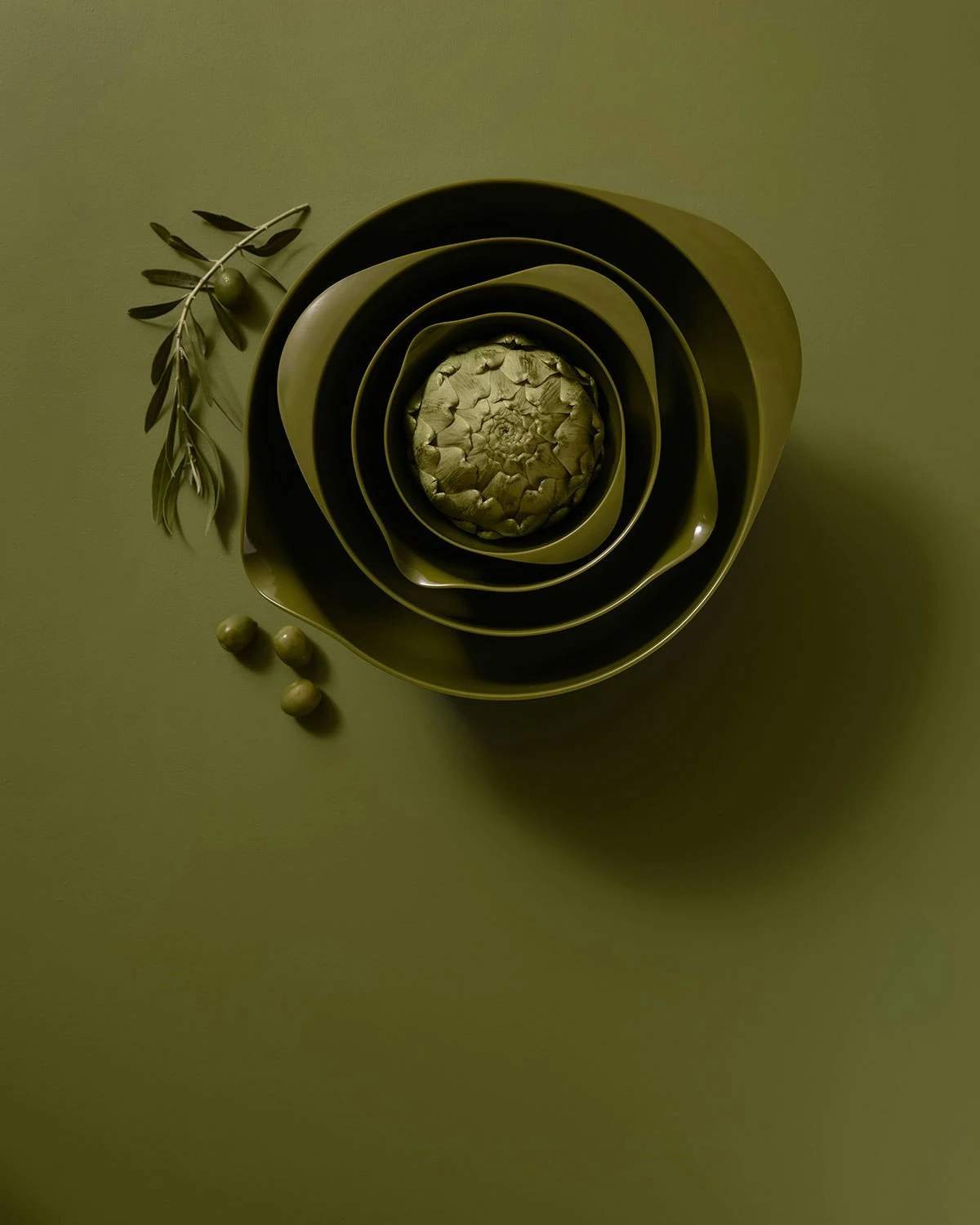 Rosti Margretheskål 2+3L Med Låg, Olivengrøn 2 Rosti Margretheskål 2+3L Med Låg, Olivengrøn - Billede 2